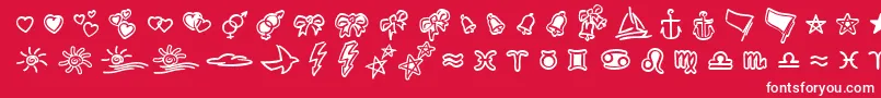 Fonte LinotypezigibacksTwo – fontes brancas em um fundo vermelho