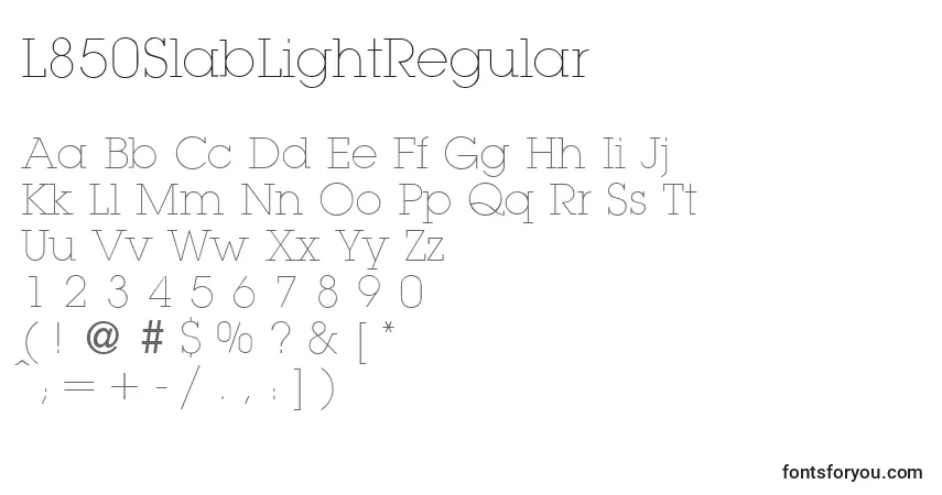 L850SlabLightRegular Font – alphabet, numbers, special characters
