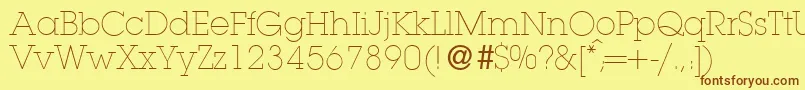 Подробнее о шрифте L850SlabLightRegular Шрифт L850SlabLightRegular – коричневые шрифты на жёлтом фоне