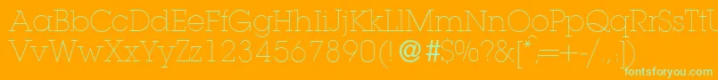 フォントL850SlabLightRegular – オレンジの背景に緑のフォント