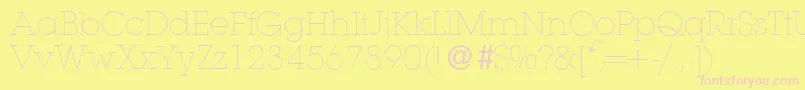 L850SlabLightRegular-fontti – vaaleanpunaiset fontit keltaisella taustalla