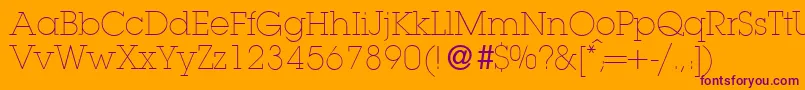 L850SlabLightRegular-Schriftart – Violette Schriften auf orangefarbenem Hintergrund