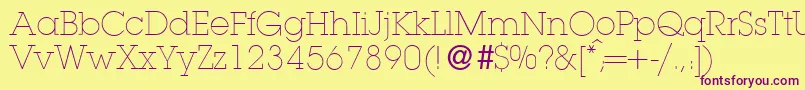 L850SlabLightRegular Font – Purple Fonts on Yellow Background