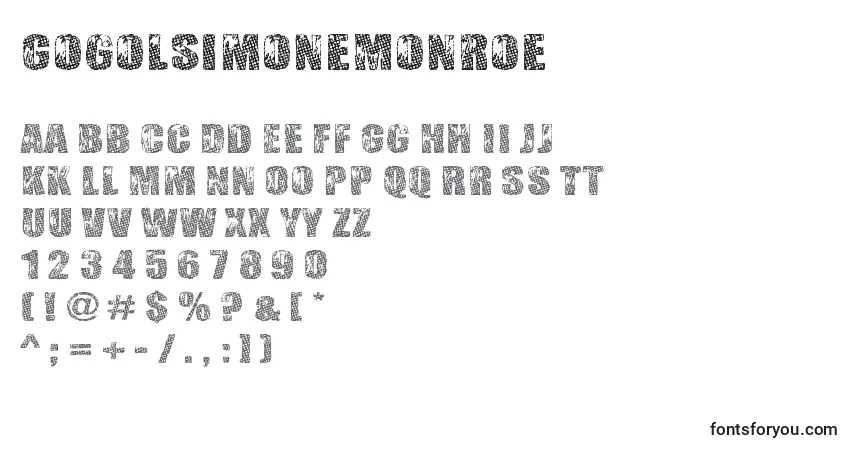 Schriftart GogolSimoneMonroe – Alphabet, Zahlen, spezielle Symbole