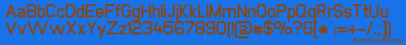 フォントNewmediaBold – 茶色の文字が青い背景にあります。