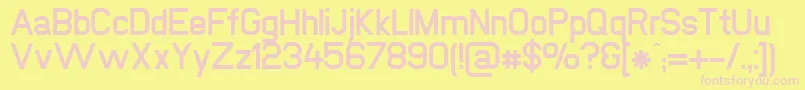 NewmediaBold-fontti – vaaleanpunaiset fontit keltaisella taustalla
