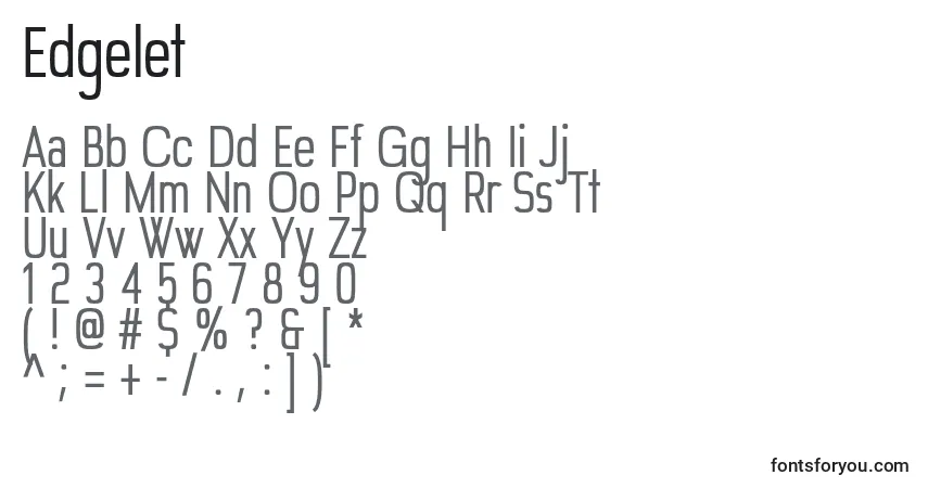 Czcionka Edgelet – alfabet, cyfry, specjalne znaki