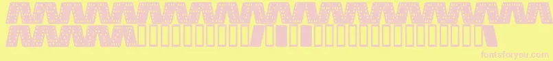 DominoSmalKursiv-fontti – vaaleanpunaiset fontit keltaisella taustalla