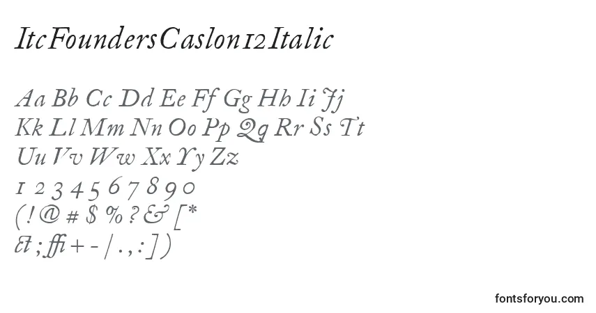 ItcFoundersCaslon12Italicフォント–アルファベット、数字、特殊文字