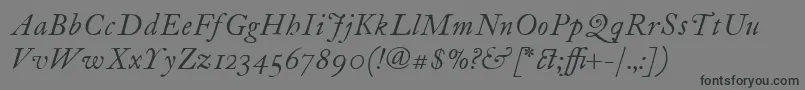 ItcFoundersCaslon12Italic-Schriftart – Schwarze Schriften auf grauem Hintergrund