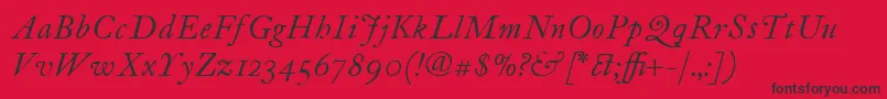 Fonte ItcFoundersCaslon12Italic – fontes pretas em um fundo vermelho