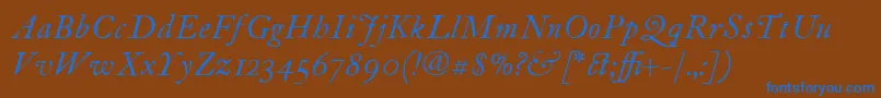 ItcFoundersCaslon12Italic Font – Blue Fonts on Brown Background