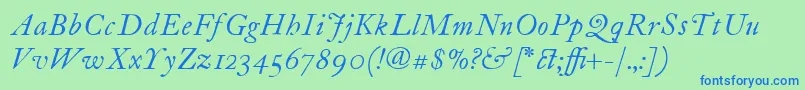 ItcFoundersCaslon12Italic Font – Blue Fonts on Green Background