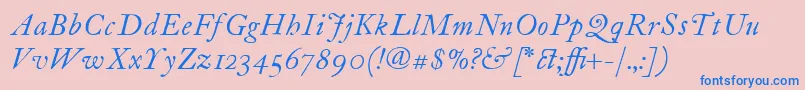 Шрифт ItcFoundersCaslon12Italic – синие шрифты на розовом фоне