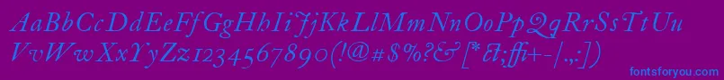 ItcFoundersCaslon12Italic Font – Blue Fonts on Purple Background