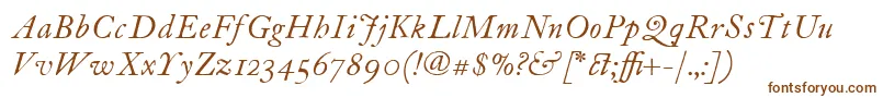 フォントItcFoundersCaslon12Italic – 白い背景に茶色のフォント