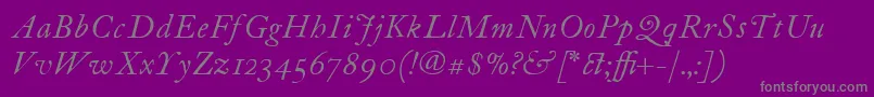 フォントItcFoundersCaslon12Italic – 紫の背景に灰色の文字