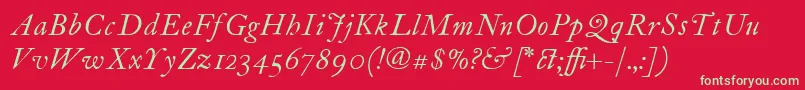 Шрифт ItcFoundersCaslon12Italic – зелёные шрифты на красном фоне