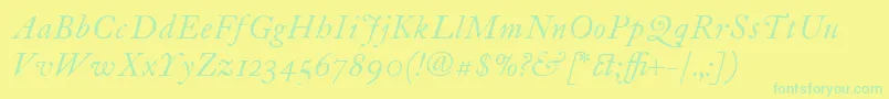 fuente ItcFoundersCaslon12Italic – Fuentes Verdes Sobre Fondo Amarillo