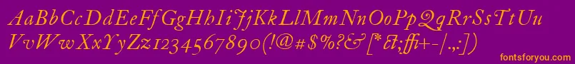 Police ItcFoundersCaslon12Italic – polices orange sur fond violet