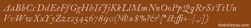 Подробнее о шрифте ItcFoundersCaslon12Italic Шрифт ItcFoundersCaslon12Italic – розовые шрифты на коричневом фоне