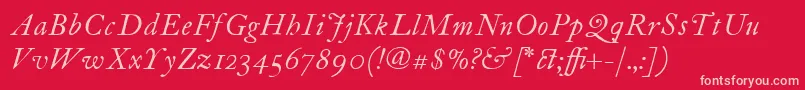 Fonte ItcFoundersCaslon12Italic – fontes rosa em um fundo vermelho