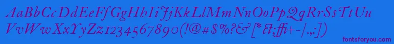 ItcFoundersCaslon12Italic Font – Purple Fonts on Blue Background