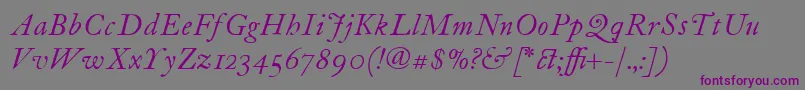 フォントItcFoundersCaslon12Italic – 紫色のフォント、灰色の背景