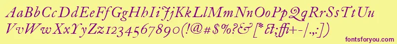 フォントItcFoundersCaslon12Italic – 紫色のフォント、黄色の背景