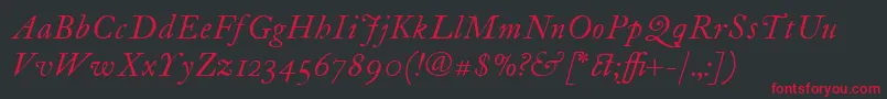 Czcionka ItcFoundersCaslon12Italic – czerwone czcionki na czarnym tle