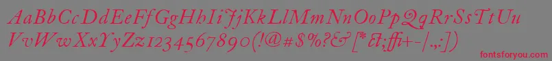フォントItcFoundersCaslon12Italic – 赤い文字の灰色の背景
