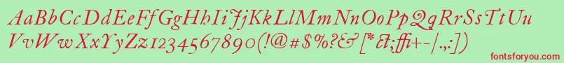 ItcFoundersCaslon12Italic Font – Red Fonts on Green Background