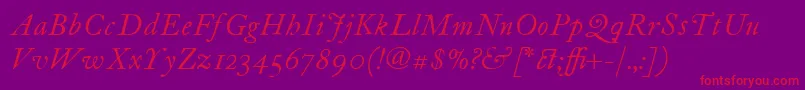 Шрифт ItcFoundersCaslon12Italic – красные шрифты на фиолетовом фоне