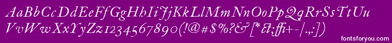 ItcFoundersCaslon12Italic Font – White Fonts on Purple Background