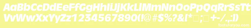 MisceDisplaySsiItalic-fontti – valkoiset fontit keltaisella taustalla