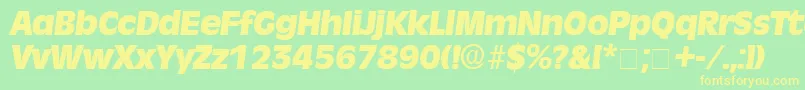 MisceDisplaySsiItalic-fontti – keltaiset fontit vihreällä taustalla
