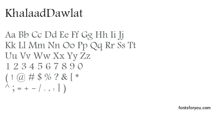 KhalaadDawlatフォント–アルファベット、数字、特殊文字