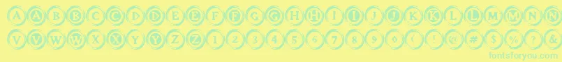 ElevatorButtonsTwo-Schriftart – Grüne Schriften auf gelbem Hintergrund
