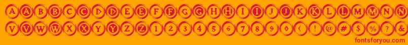 ElevatorButtonsTwo Font – Red Fonts on Orange Background
