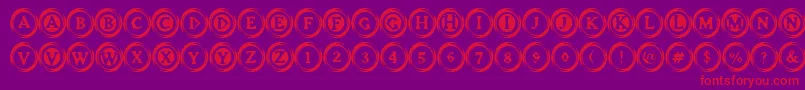 ElevatorButtonsTwo-Schriftart – Rote Schriften auf violettem Hintergrund