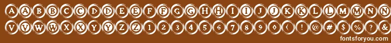 ElevatorButtonsTwo-Schriftart – Weiße Schriften auf braunem Hintergrund