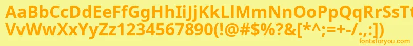 Notosans ffy-Schriftart – Orangefarbene Schriften auf gelbem Hintergrund