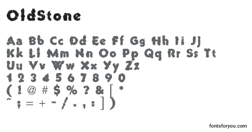 Schriftart OldStone – Alphabet, Zahlen, spezielle Symbole
