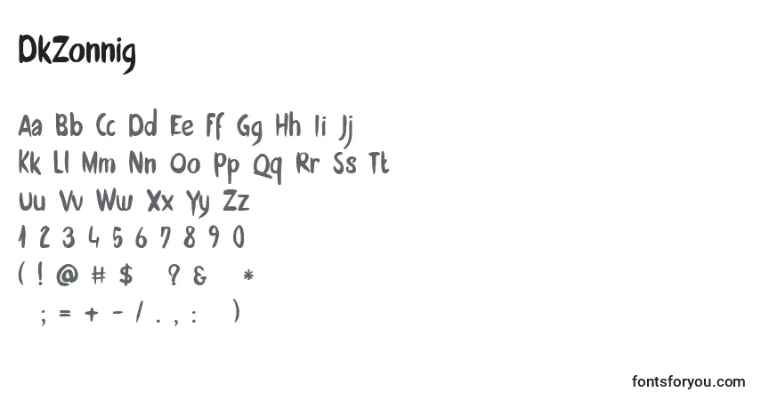Шрифт DkZonnig – алфавит, цифры, специальные символы