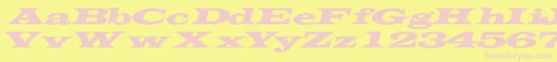 TransverseexpandedsskItalic-Schriftart – Rosa Schriften auf gelbem Hintergrund