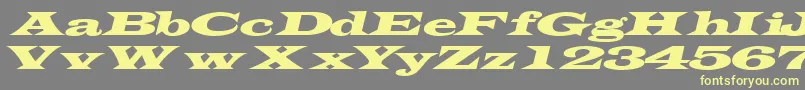 Fonte TransverseexpandedsskItalic – fontes amarelas em um fundo cinza