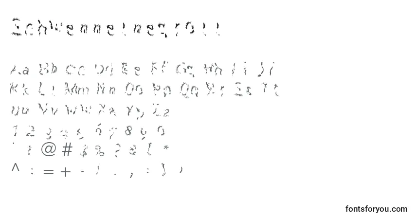 Schriftart Schwennelnegroll – Alphabet, Zahlen, spezielle Symbole