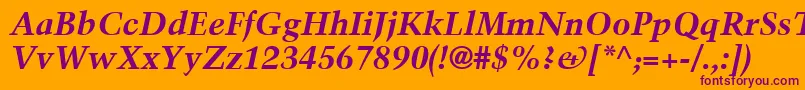 TrumpMediaevalLtBoldItalic-Schriftart – Violette Schriften auf orangefarbenem Hintergrund