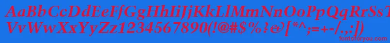 TrumpMediaevalLtBoldItalic-fontti – punaiset fontit sinisellä taustalla