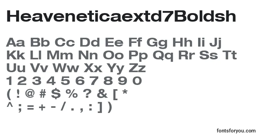 A fonte Heaveneticaextd7Boldsh – alfabeto, números, caracteres especiais